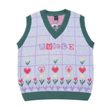Men Sweater Vest Love Jacquard Color Matching Sweater Vest Loose V-neck Sleeveless Sweater Waistcoat