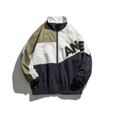 Vintage Letterman Jacket Autumn Color Matching Printed Jacket