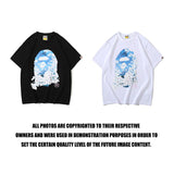 Shark Print T Shirt Spring And Summer Short Sleeve Mount Fuji Printed Fashion Casual T-Shirt