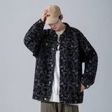 Denim Varsity Jacket Paisley Denim Jacket Men's Loose Hip Hop Street Jacket