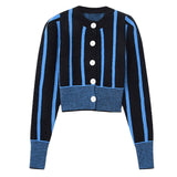 Preppy Aesthetic Sweater Spring Fashion round Neck Puff Sleeve Short Sweater Coat Knitted