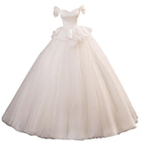 Women'S Evening Dress Ball Gown Princess Quinceanera Wedding Dresses White Slimming Simple Off-Shoulder Wedding Dress