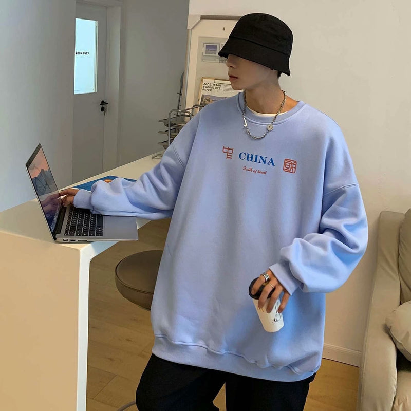 Men Sweatshirts Sweater Spring and Autumn Loose round Neck Hip Hop Men