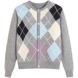 Preppy Aesthetic Sweater Sweater Outer Wear round Neck Slim-Fit Knitted Cardigan Women