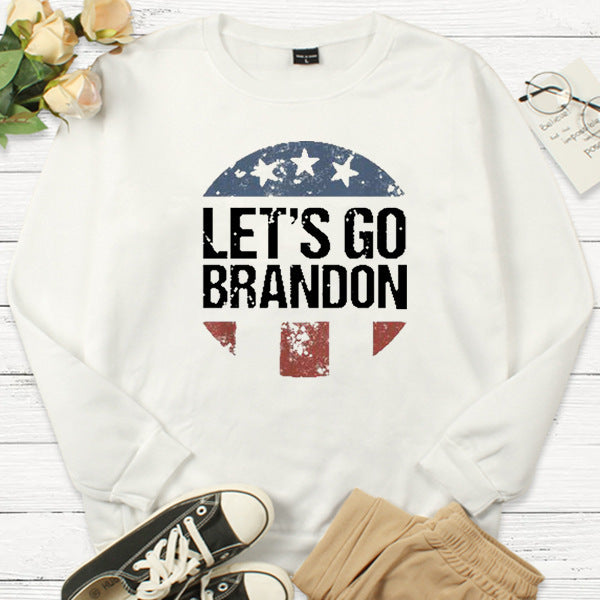 Let'S Go Brandon T Shirt Letter Sweater Round Neck Spring And Autumn Sweater Men And Women