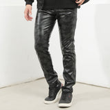 Mens Leather Pants Camouflage Young And Middle-Aged Leather Pants Men 'S Stretch Slim PU Leather Pants