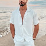 Men Hawaii Shirts Loose Casual Collar Short Sleeve Shirt