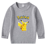 Children Pokemon Pikachu Hoodie Spring and Autumn Pikachu Bottoming Shirt Boys and Girls T-shirt