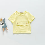 Summer Tops Pure Cotton Baby Short Sleeve T-shirt Large Pocket Short Sleeve Top