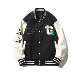 Blue Varsity Jacket Autumn Stitching Towel Embroidery Men's Baseball Uniforms Student Stand Collar Top Flight Suit