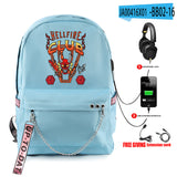 Stranger Things Hellfire Club Backpack Anime Peripheral Stranger Things Backpack Travel Bag USB Charging