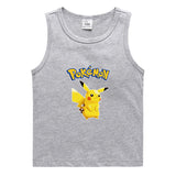 Children Pokemon Pikachu T Shirt Cotton Leisure Sweat Absorption Solid Color