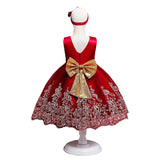 Toddler Girls Sequin Gown Dress Children's Dress Princess Dress Golden Embroidery Children's Costume