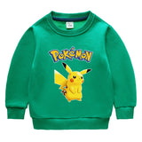 Children Pokemon Pikachu Hoodie Autumn Winter Solid Color with Fur Thick Warm Winter Clothing Top