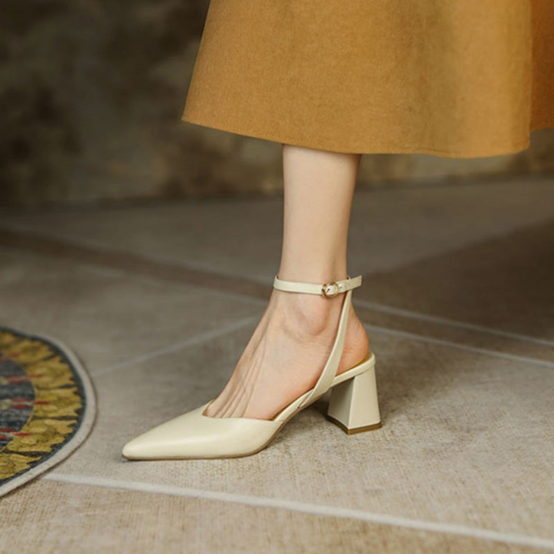 Nude Block Heel Peep Toe Sandals