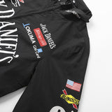 Black Varsity Jacket Racer Jacket Preppy Retro Style Spring, Autumn and Winter Clothing Coat Motorcycle Jacket