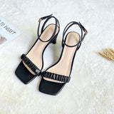 Nude Strappy Block Heels Sandals