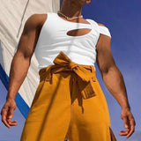 Men Rave T Shirt Hollow Sleeveless T-shirt Spring and Summer Sexy Bottoming Shirt