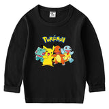 Children Pokemon Pikachu Hoodie Cotton round Neck Long Sleeve T-shirt