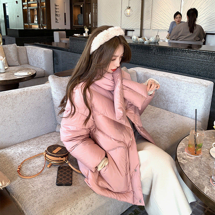 Women Winter Coats Puffer Jacket Down Coat Scarf White Duck Down Lightweight Stand-up Collar Down Jacket Women's Winter Coat