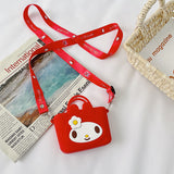My Melody Bag Cartoon Kitty Kid's Messenger Bag Cute Silicone Wide Shoulder Strap Parent-Child Bag Candy Color Girls' Coin Purse Kulomi