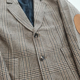 90S Fashion Autumn Wool Retro Coffee Color Series Plaid Small Suit Patch Casual Coat for Women