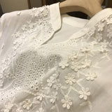 Marilyn Monroe Dress Women's Summer Embroidered White Hollow-out Short Sleeve Dress