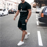 Fear of God Fog T Shirt Essentials Double Line Casual Sports Short Sleeve Shorts Suit