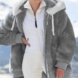 Women Winter Coats Autumn and Winter Loose Plush Zipper Hooded Jacket for Women