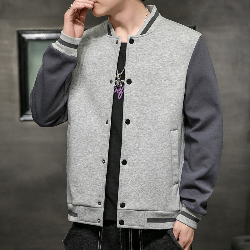 Blue Varsity Jacket Autumn Baseball Uniform Men's Jacket Baseball Collar Stitching Pilot Jacket Men's Spring and Autumn Top Clothes