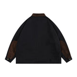 Varsity Jacket Vintage Autumn Coat Campus Three-Dimensional Pocket Retro Loose-Fitting Workwear Jacket Men
