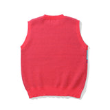 Men Sweater Vest Cartoon Character Jacquard Sleeveless Sweater Vest Men's Loose round Neck Sweater Vest Coat