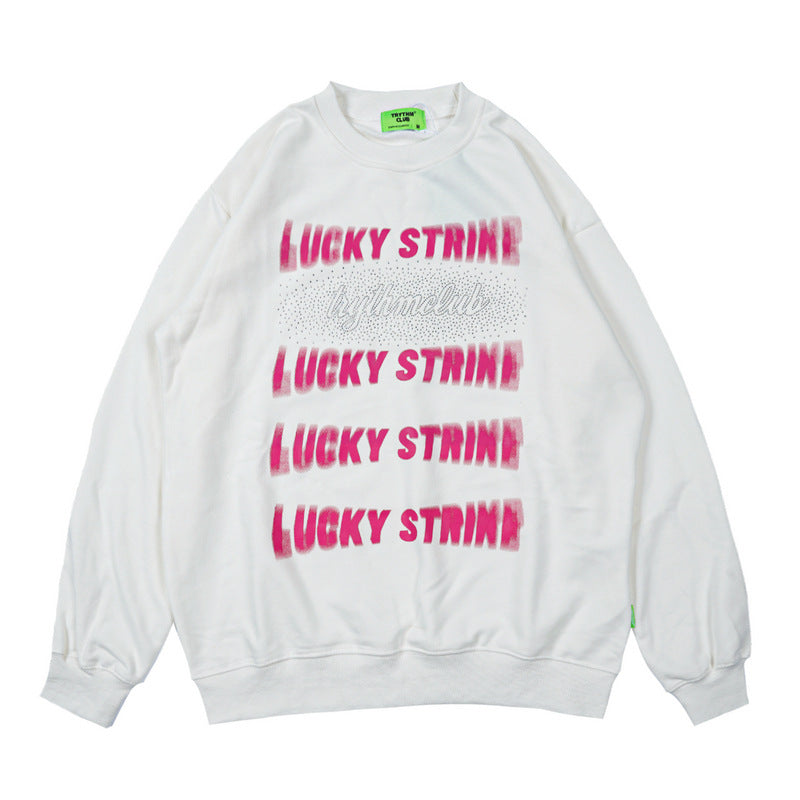Mens Fall Outfits Graffiti Rhinestone round Neck Sports Sweater Casual