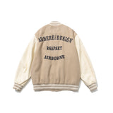 Brown Varsity Jacket Autumn Casual Patchwork Jacket College Style Loose R-Shaped Towel Embroidery Coat for Men