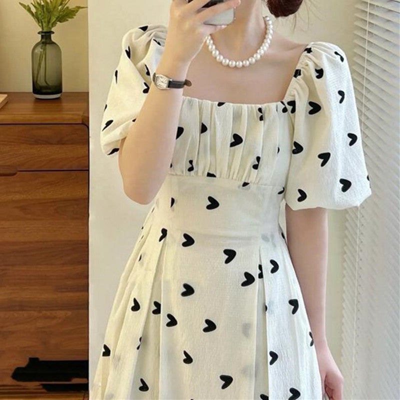 Marilyn Monroe Dress Summer Women's Bubble Sleeve Floral Dress