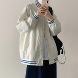 Beige Varsity Jacket Vintage Baseball Uniform Men's Spring and Autumn Retro Hiphop Top Oversize Jacket
