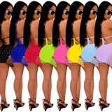 See through Pants Suit Fashion Summer Sexy Swimsuit Hot Drilling Mesh Two-Piece Set Women's Clothing