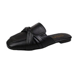 Finn Chain Pointed Toe Mule Closed Toe Half Slippers Women's Summer Outdoor Casual Square Toe Flat Bottom Lazy Half Slippers