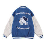 Baby Blue Varsity Jacket Baseball Uniform Men's and Women's Bear Jacket Autumn
