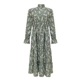 Emery Rose Dresses Printed Long Sleeve Waist-Controlled Large Hem Dress
