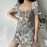 Homecoming Dresses Women's Summer Puff Sleeve Printed Dress for Women