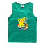 Children Pokemon Pikachu T Shirt Cotton Leisure Sports Sweat-Absorbent Vest