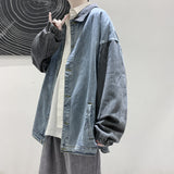 Men Denim Jacket Patchwork Denim Jacket Men's Spring and Autumn Retro Casual Loose