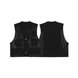 Men Sweater Vest Mechanical Style Multi-Pocket Zipper Tooling Tactical Vest Men's Sleeveless Jacket Jacket