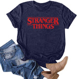 Stranger Things T Shirt Top round Neck Letter Print plus Size Cotton T-shirt