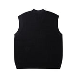 Men Sweater Vest Solid Color Sweater Vest Men's Loose V-neck Sleeveless Vest BF Lazy Sweater Coat