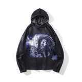 Mens Fall Outfits Oversize Dark Hooded Sweater Men's and Women's Printed Loose Hoodie
