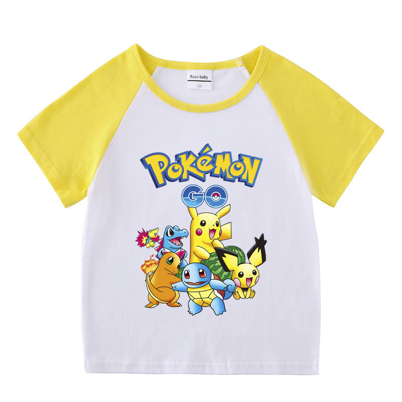 Children Pokemon Pikachu T Shirt Short Sleeve T-shirt Cotton Leisure Sports