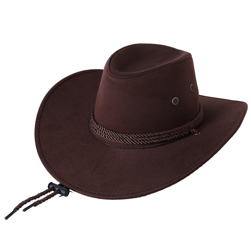 Cowboy Hats Suede Sun Hat Men's Riding Hat Big Brim Cowboy Hat