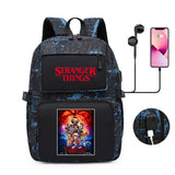 Stranger Things Hellfire Club Backpack Printed Backpack Large Capacity School Bag for Teenagers Students USB Computer Bag